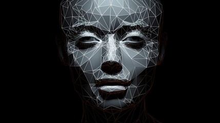 Naklejka premium Professional bright mesh woman avatar face with glow effect for digital graphics