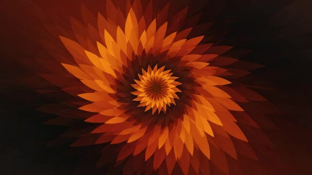 Abstract orange sunflower pattern on a dark background  