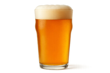 Golden Beer in a Tall Glass With Frothy Head on Display in a Casual Setting
