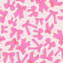 pink ribbon pattern design on small heart background