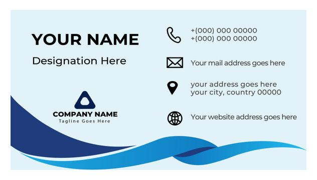 minimal corporate blue color wavey business card