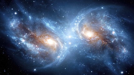 Fototapeta premium Hypersonic collision of galaxies reshapes cosmic structure and evolution