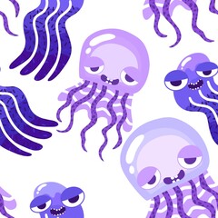 Summer ocean animals seamless octopus and jelly fish pattern for wrapping paper and kids print and party accessories