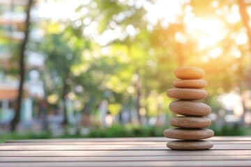 Obraz premium Stacked stones harmony balance natural environment wellness concepts
