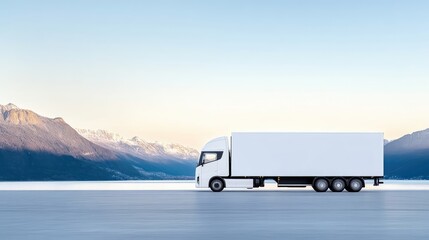 White truck on frozen lake