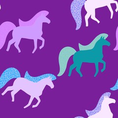 Christmas animals seamless horse pattern for wrapping paper and fabrics