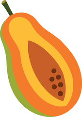  Papaya vector icon on transparent background
