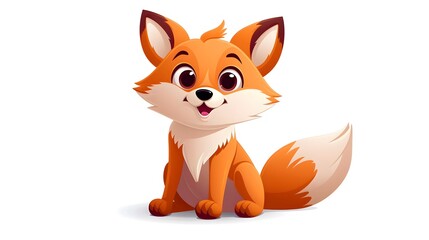 Obraz premium Adorable Smiling Fox Sitting Calmly - Vector Illustration for Wildlife Designs