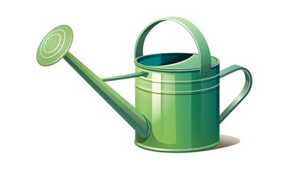 Professional Vector Illustration of Funny Green Watering Can Top View