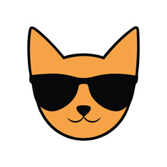 cat head  wearing sunglass vector