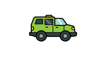 Obraz premium A good eco-friendly green vector. Green taxi car illustration on white background