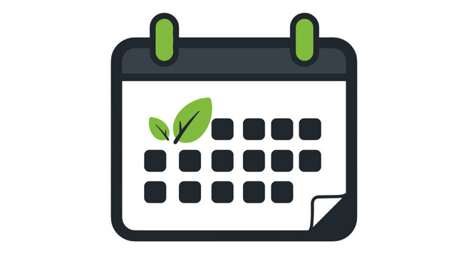 A good eco-friendly green vector. Calendar icon with green leaves