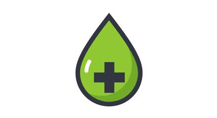 Fototapeta premium A good eco-friendly green vector. Green medical droplet with plus symbol in flat design