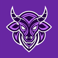Obraz premium Majestic Bull Emblem: A striking, modern emblem of a bull, embodying strength and determination. The artwork presents a powerful image with a bold design.