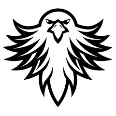 Obraz premium Eagle Emblem Design: A bold and iconic illustration showcases the powerful silhouette of an eagle, embodying strength and vision, rendered in striking black and white. 