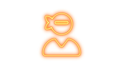Neon user ninja icon brown color glow with transparent background