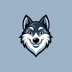 Naklejka premium Husky Logo: Captivating illustration of a friendly husky, head on, radiating charm and approachability. perfect for brands wanting a memorable, mascot-style design.