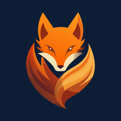 Obraz premium Fox Icon: A vibrant, eye-catching illustration of a fox, featuring dynamic gradient coloring. Expressing the sleek, modern, and emblematic style in detail, on dark background.