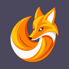 Obraz premium Fox logo: A stylized fox design with its fiery orange fur swirling elegantly, conveying a sense of both creativity and cunning against a subdued backdrop.