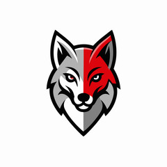 Obraz premium Fox Icon in a Modern Style: A digitally crafted, stylized illustration of a fox face, perfectly divided with a striking contrast, showcasing its unique design with a mix of power, boldness.