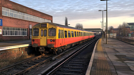 Fototapeta premium Vintage Train At Railway Station