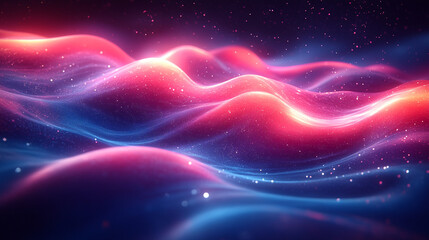 Obraz premium Abstract vibrant digital waves with glowing particles.