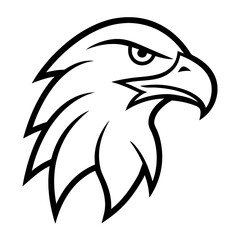 Fototapeta premium Majestic Eagle Symbol: A stylized, minimalist illustration of an eagle head, embodying power, focus, and freedom, rendered in stark black lines, ideal for designs.