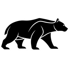 Fototapeta premium Silhouette Bear: A striking black silhouette of a bear, a powerful symbol of wilderness and strength, walking gracefully.