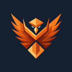 Geometric Eagle Logo: A stylized geometric eagle design, with orange and gold hues, strong and majestic, suitable for branding or gaming.