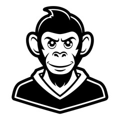 Cool Monkey in Hoodie: A stylized illustration of a cool monkey wearing a hoodie, perfect for mascot designs or branding.
