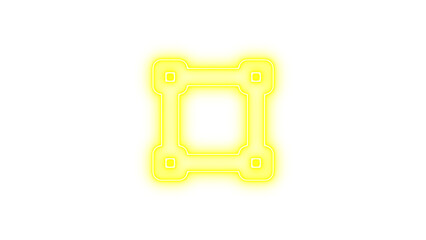 Neon vector square icon white color glow with transparent background