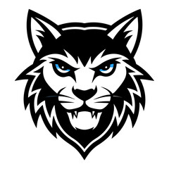 Fototapeta premium Wildcat Mascot: A captivating stylized depiction of a fierce wildcat, its intense gaze and sharp features exude strength and a spirit of wildness, perfect for conveying energy and untamed spirit.