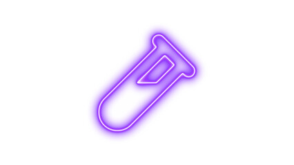 Neon vial icon purple color glow with transparent background