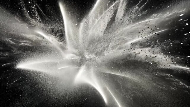 Cinematic Abstract Dust and Smoke Explosion Animation with Artistic Light and Texture Patterns