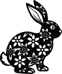 Floral Easter Bunny silhouette vector designs 2