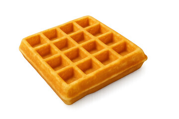 Golden Waffle With Deep Squares Served on a Plain Background for Breakfast or Brunch Enjoyment
