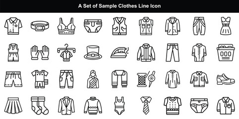 Clothes Icon Vector Set, Fashion Apparel Garment Graphics