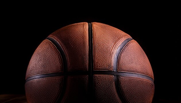 basketball rests on black background with sport theme