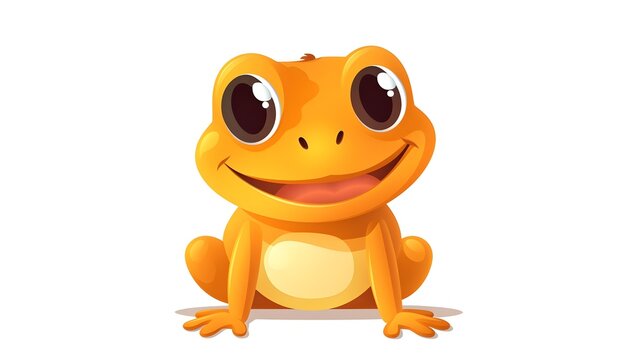 Cheerful light orange frog with a cute smile, humorous expression, animal happiness concept