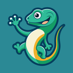 Cheerful cartoon lizard logo with bright colors, featuring a playful design ideal for branding and playful themes in marketing and education