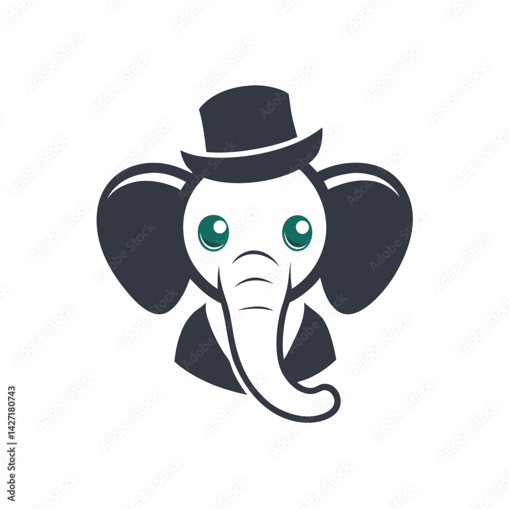 Aufkleber Elegant elephant logo with top hat design suitable for branding or business applications featuring modern minimalistic style