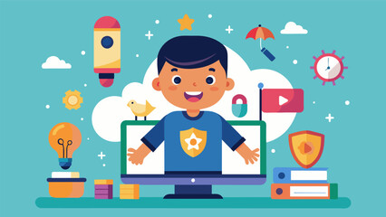 A unique platform that encourages children to explore their artistic potential through digital mediums and compete with their peers.. Vector illustration