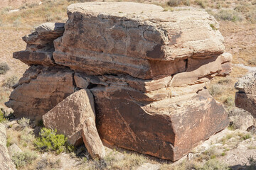 Newspaper Rock at Petrified Forest National Park in Arizona, USA