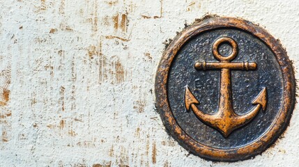 Rustic anchor design on a textured wall background, showcasing nautical themes and vintage decor elements