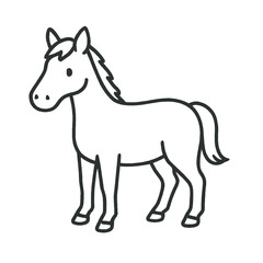 Fototapeta premium 馬の線画イラスト、シンプル、素材、アイコン、背景なし、動物シリーズ
