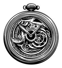 Obraz premium Intricate Engraving of Pocket Watch Mechanical Components Design