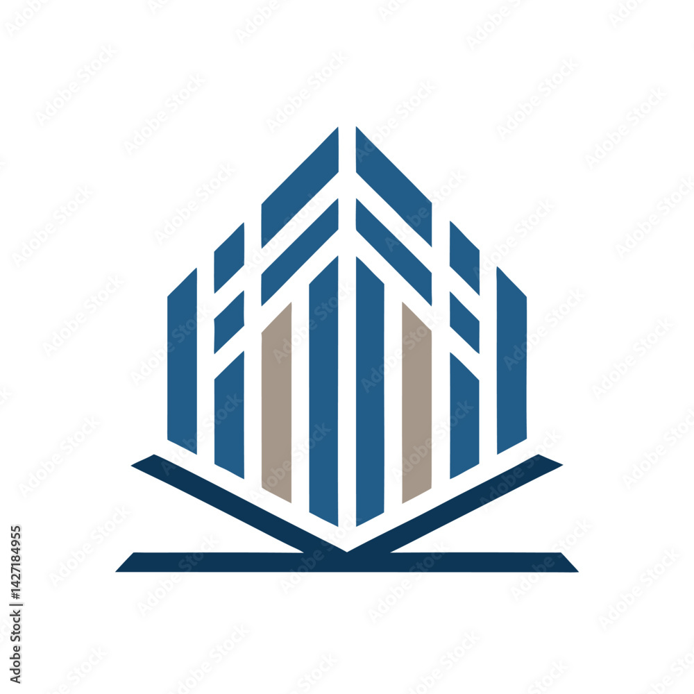 Poster Modern geometric logo design featuring abstract shapes and lines constructed with bold colors suitable for various branding applications