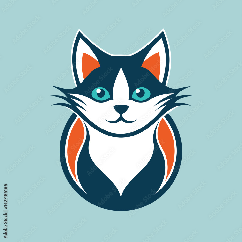 Aufkleber stylized cat logo illustration featuring bold colors and distinct design elements that emphasize cre