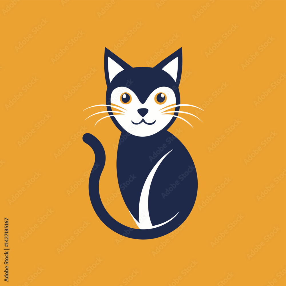 Poster stylized cat logo illustration featuring bold colors and distinct design elements that emphasize cre