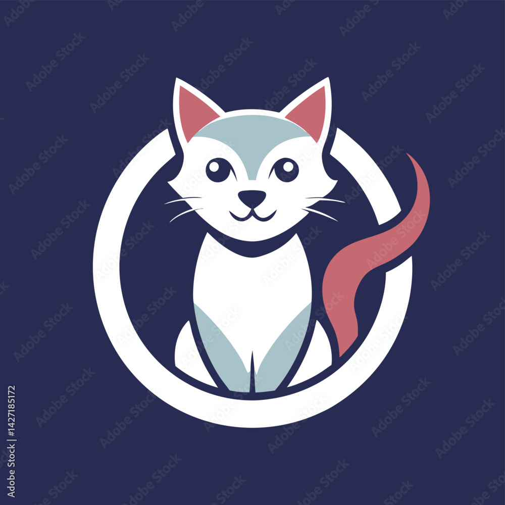 Poster stylized cat logo illustration featuring bold colors and distinct design elements that emphasize cre